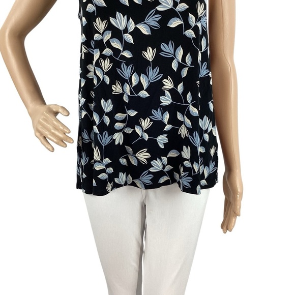J.Jill Wearever Floral Sleeveless Tank Top Black Multicolor Drape Back Small - Picture 3 of 7